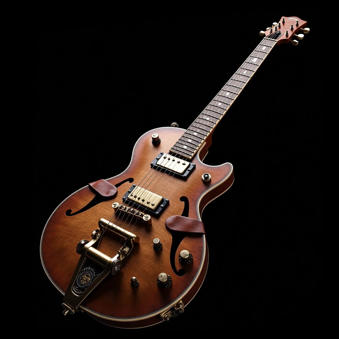 Jane playing guitar on a steamer trunk